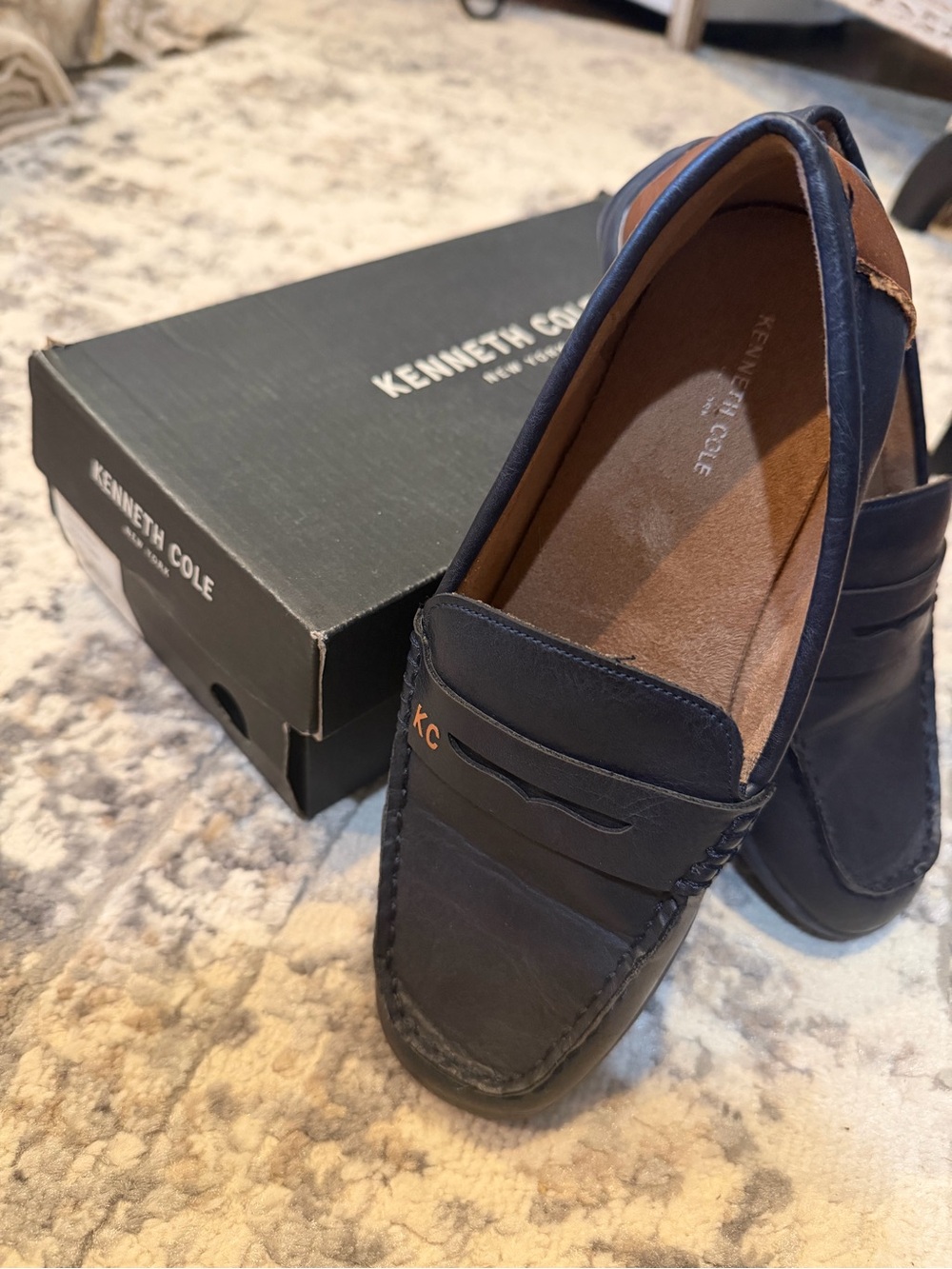 Kenneth Cole Kid’s Navy Slip-On Penny Loafers